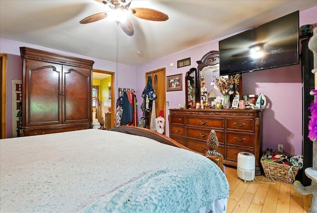 2602 Pocono Forested Dr, East Stroudsburg, PA 18302 - bedroom featuring wood-type flooring and a ceiling fan
