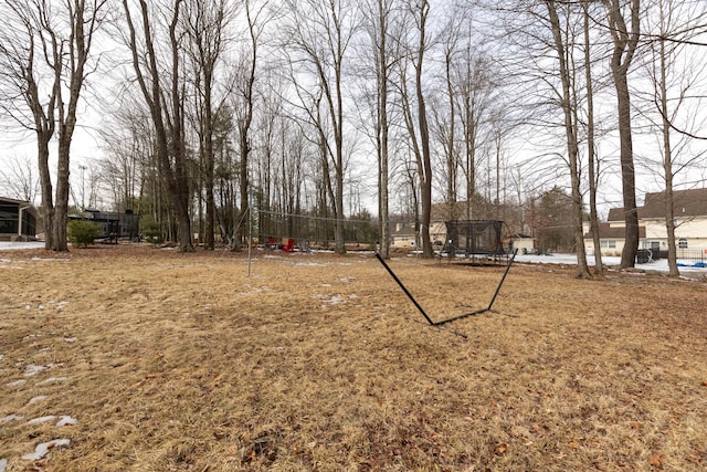 view of yard featuring a trampoline