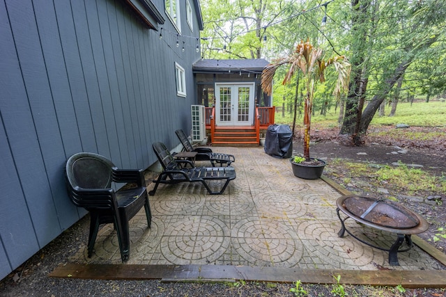 view of patio featuring french doors and area for grilling