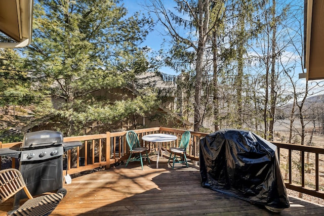 deck featuring grilling area