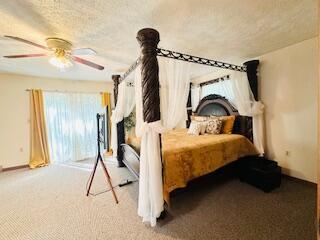 2383 Eagle Path, Bushkill, PA 18324 - carpeted bedroom with a textured ceiling and ceiling fan