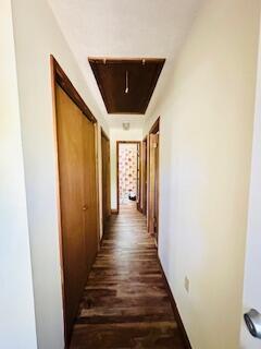 2383 Eagle Path, Bushkill, PA 18324 - corridor with wood finished floors and attic access