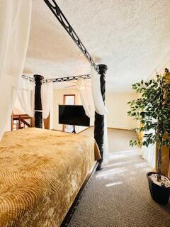 2383 Eagle Path, Bushkill, PA 18324 - carpeted bedroom with a textured ceiling and baseboards