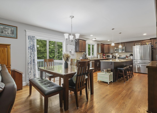 1127 Fillmore St, East Stroudsburg, PA 18301 - dining area featuring recessed lighting, a chandelier, and light wood-style flooring