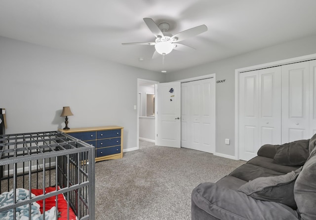 1127 Fillmore St, East Stroudsburg, PA 18301 - bedroom featuring two closets, carpet flooring, and a ceiling fan