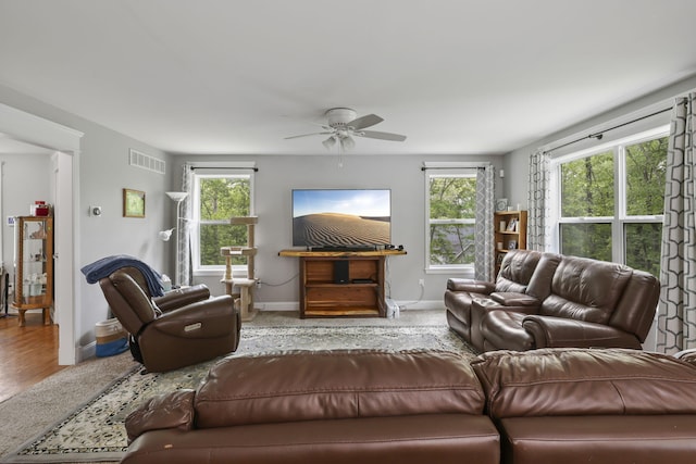 1127 Fillmore St, East Stroudsburg, PA 18301 - living area featuring ceiling fan and baseboards