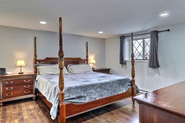 3360 Rte 940, Mount Pocono, PA 18344 - bedroom with a baseboard radiator, recessed lighting, and dark wood-style floors