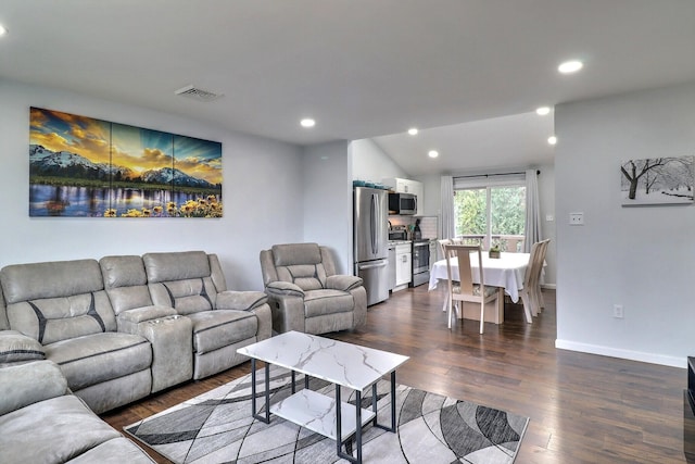 3360 Rte 940, Mount Pocono, PA 18344 - living area with dark wood finished floors, visible vents, and recessed lighting