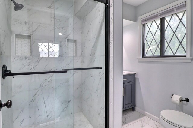 3360 Rte 940, Mount Pocono, PA 18344 - full bath with vanity, a marble finish shower, baseboards, and marble finish floor