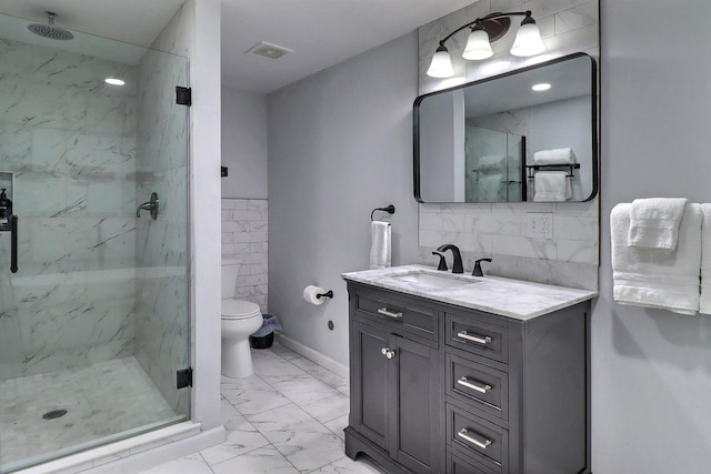 3360 Rte 940, Mount Pocono, PA 18344 - full bath with toilet, a marble finish shower, marble finish floor, and visible vents