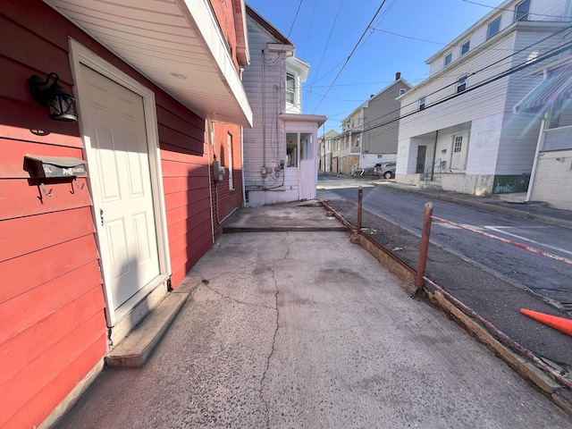 view of road with a residential view