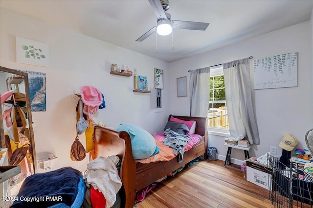 172 Steep Hill Rd, Cresco, PA 18326 - bedroom with wood finished floors and ceiling fan