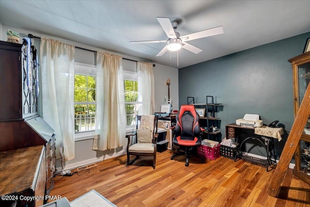 172 Steep Hill Rd, Cresco, PA 18326 - home office featuring wood finished floors and ceiling fan