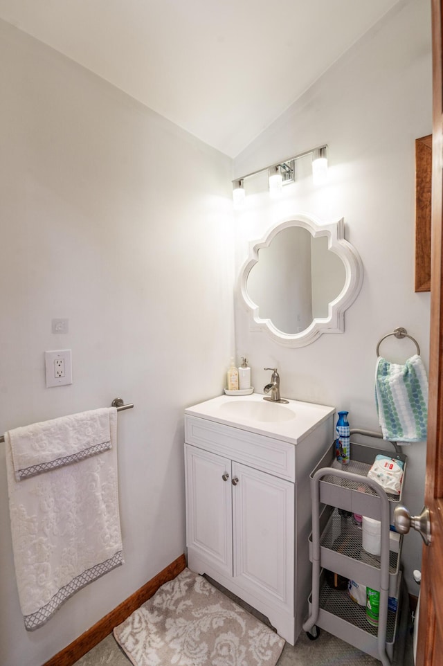 1555 Longleaf Dr, Effort, PA 18330 - bathroom with vanity and vaulted ceiling