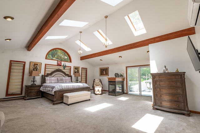 1555 Longleaf Dr, Effort, PA 18330 - bedroom with a skylight, access to outside, and carpet flooring