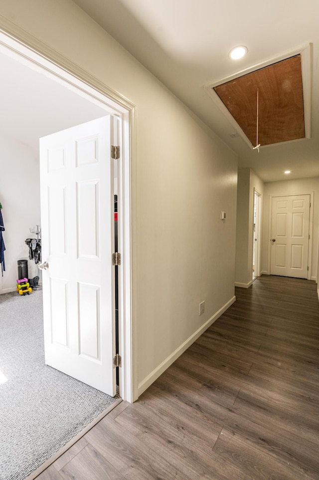1555 Longleaf Dr, Effort, PA 18330 - corridor with attic access, wood finished floors, and recessed lighting