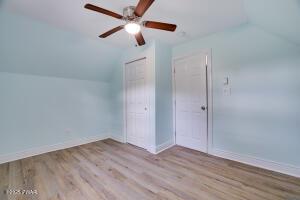 3109 Snowden Dr, Bushkill, PA 18324 - additional living space with lofted ceiling, ceiling fan, and wood finished floors