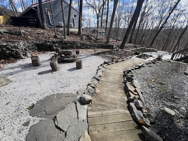 exterior space featuring a fire pit