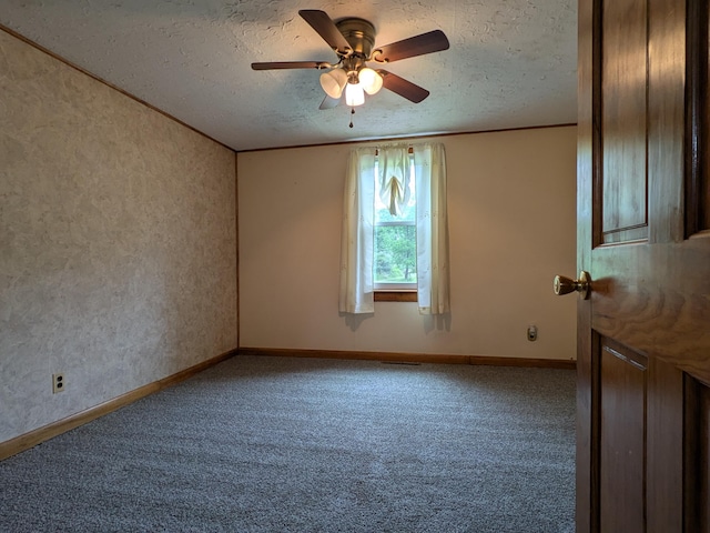 124 Sterling Valley Rd, Kunkletown, PA 18058 - carpeted empty room with a textured ceiling, a ceiling fan, and crown molding