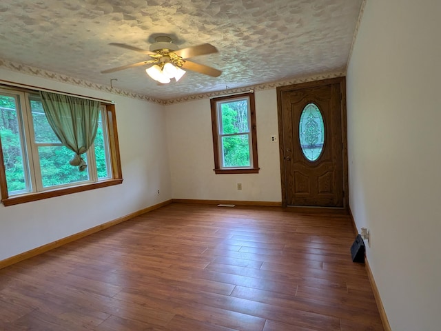 124 Sterling Valley Rd, Kunkletown, PA 18058 - entryway featuring hardwood / wood-style floors, a ceiling fan, and a textured ceiling