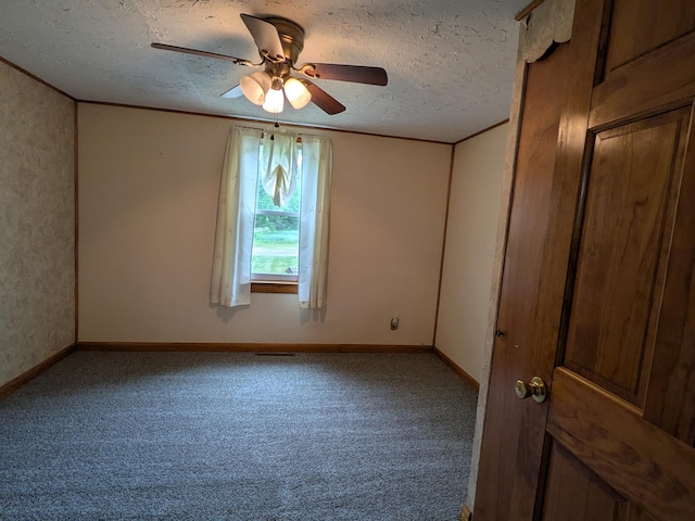 124 Sterling Valley Rd, Kunkletown, PA 18058 - empty room with carpet, a ceiling fan, a textured ceiling, and ornamental molding