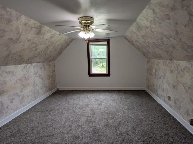 124 Sterling Valley Rd, Kunkletown, PA 18058 - bonus room featuring a ceiling fan, carpet, and vaulted ceiling