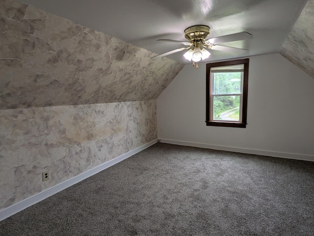 124 Sterling Valley Rd, Kunkletown, PA 18058 - bonus room featuring ceiling fan, lofted ceiling, and carpet flooring
