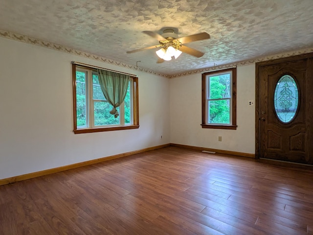 124 Sterling Valley Rd, Kunkletown, PA 18058 - entrance foyer with ceiling fan, wood finished floors, and a textured ceiling