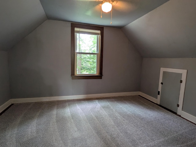 124 Sterling Valley Rd, Kunkletown, PA 18058 - additional living space with vaulted ceiling, a ceiling fan, and carpet