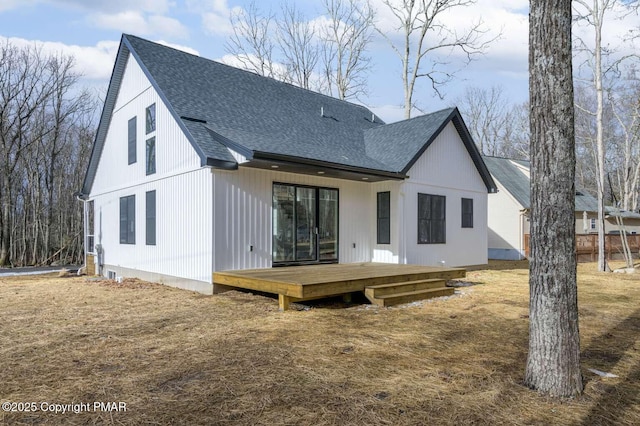 back of property featuring a deck