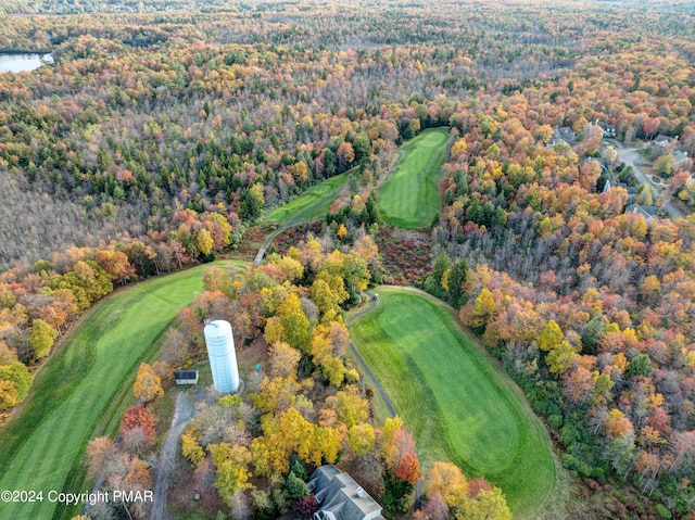 aerial view with a wooded view