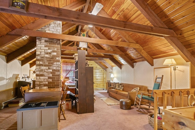 324 Hatchery Rd, Jim Thorpe, PA 18229 - carpeted living area featuring wood ceiling and wood walls