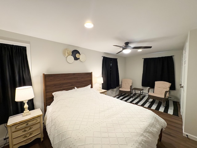 1085 Maple Lake Dr, Bushkill, PA 18324 - bedroom featuring wood finished floors, baseboards, a ceiling fan, and recessed lighting