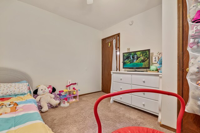 217 Coach Rd, Tobyhanna, PA 18466 - bedroom with light colored carpet and a ceiling fan