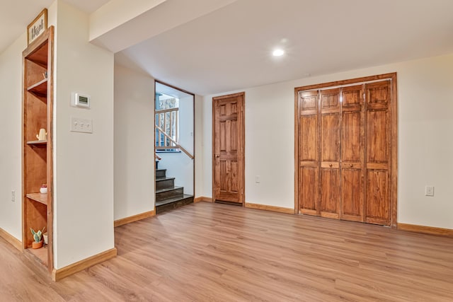 217 Coach Rd, Tobyhanna, PA 18466 - entrance foyer featuring light wood-style flooring, baseboards, stairway, and recessed lighting