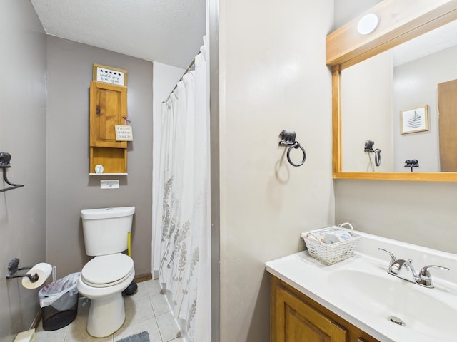 179 Choctaw Dr, Pocono Lake, PA 18347 - full bathroom with toilet, tile patterned floors, vanity, and a shower with curtain