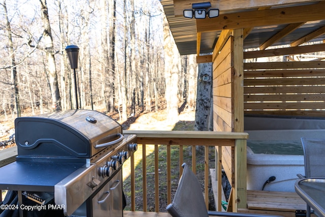 deck featuring area for grilling