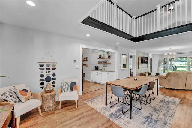 84 Deer View Dr, Jim Thorpe, PA 18229 - dining space featuring light wood-style flooring, a chandelier, and recessed lighting