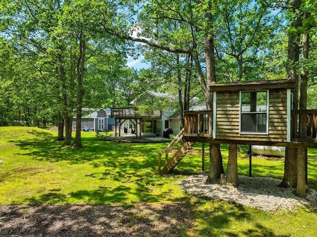 84 Deer View Dr, Jim Thorpe, PA 18229 - view of green lawn with a deck and stairs