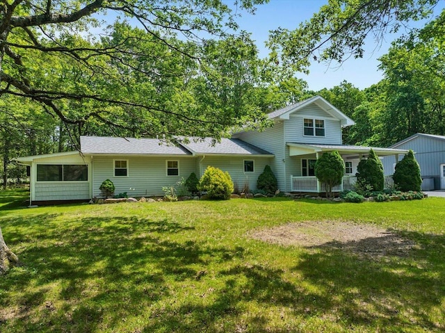 84 Deer View Dr, Jim Thorpe, PA 18229 - back of house with a yard, a sunroom, and covered porch