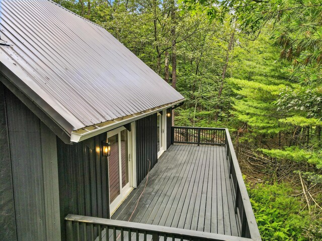 16 Norman Dr, East Stroudsburg, PA 18302 - wooden deck with a wooded view