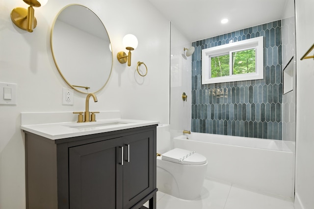 16 Norman Dr, East Stroudsburg, PA 18302 - bathroom featuring vanity, shower / bathtub combination, and tile patterned floors