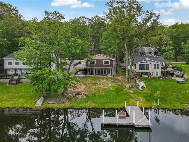 300 Indian Lake Trl, White Haven, PA 18661 - rear view of property featuring a yard and a deck with water view
