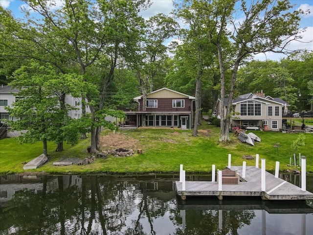 300 Indian Lake Trl, White Haven, PA 18661 - dock area featuring a water view and a lawn