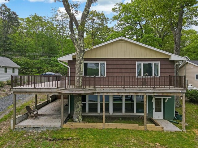 300 Indian Lake Trl, White Haven, PA 18661 - back of house with a wooden deck and a patio area