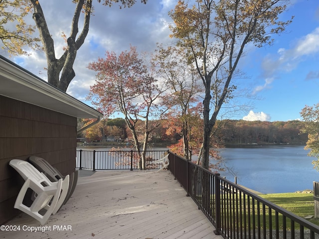 deck with a water view