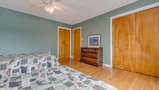 300 Indian Lake Trl, White Haven, PA 18661 - bedroom featuring wood finished floors, ceiling fan, and multiple closets