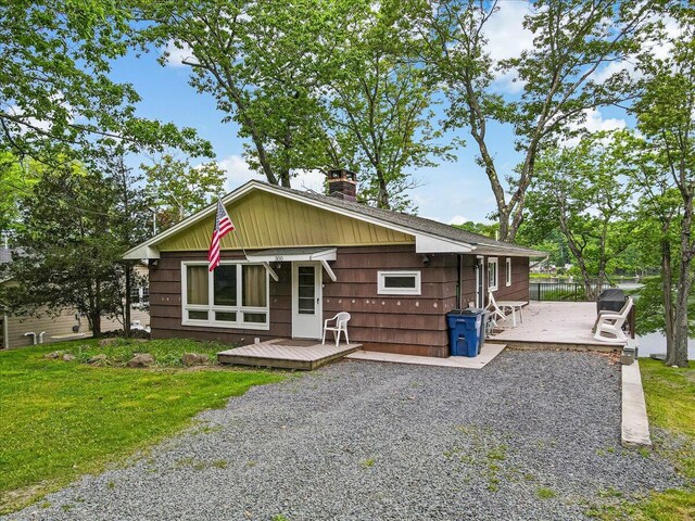 300 Indian Lake Trl, White Haven, PA 18661 - view of front of home with a deck and a chimney