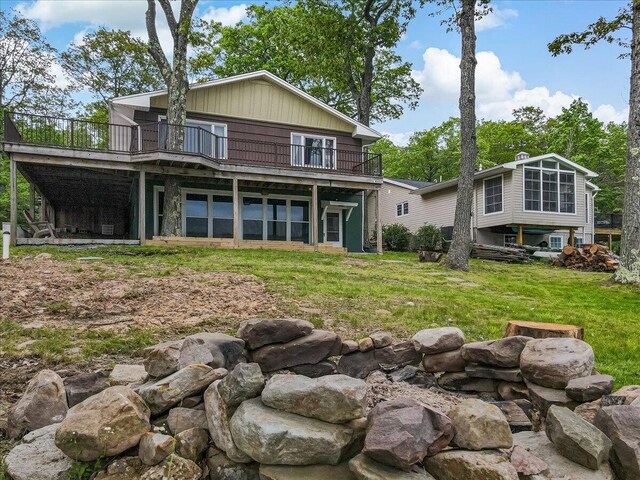 300 Indian Lake Trl, White Haven, PA 18661 - back of house featuring a deck and a yard