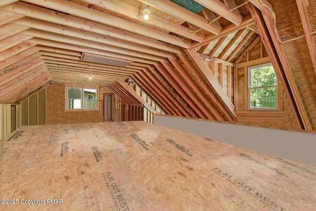 view of unfinished attic